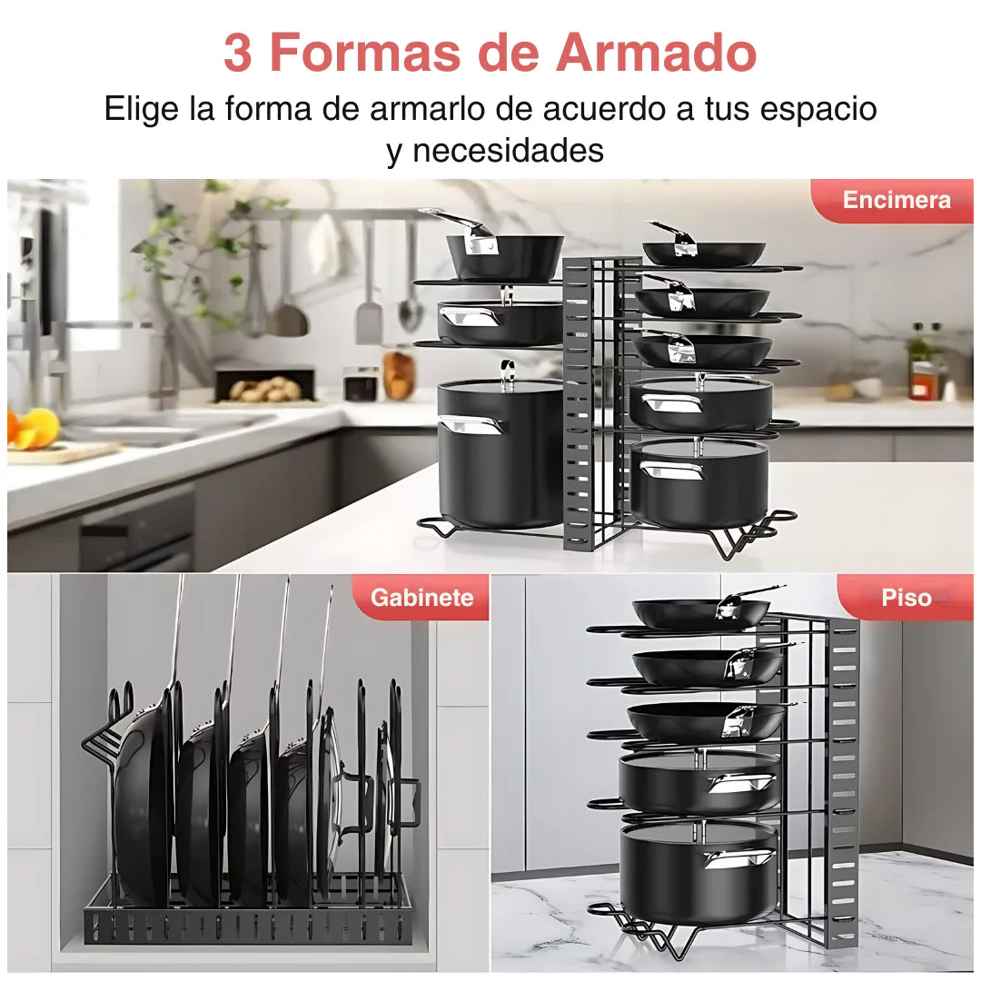 ORGANIZADOR DE OLLAS DE 8 NIVELES - Armado personalizable 🍳