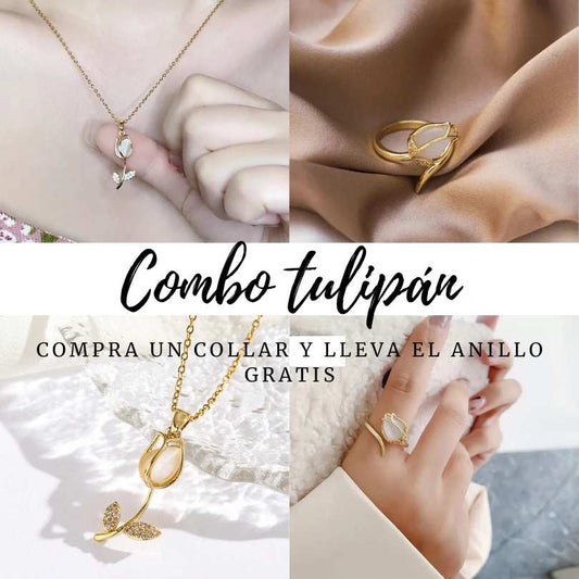 Collar de tulipán luxury🌷 + Anillo GRATIS 💍 +Caja de Regalo 🎁