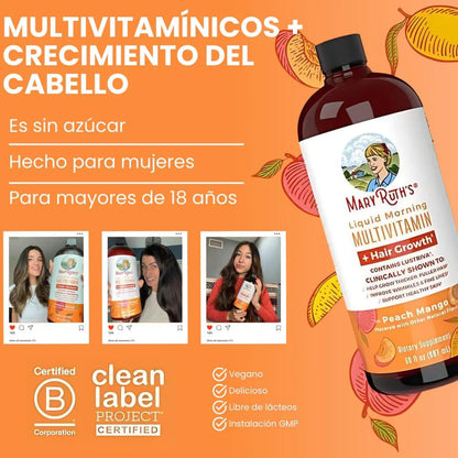 MARY RUTH´S™- MULTIVITAMINICO + CRECIMIENTO DE CABELLO 🧡 1000ml